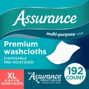 Assurance Premium Disposable Washcloth Wipes, XL (192 Count)